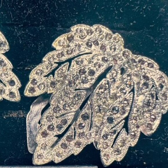 Vintage Sterling Silver Marcasite Leaf Hair Clips